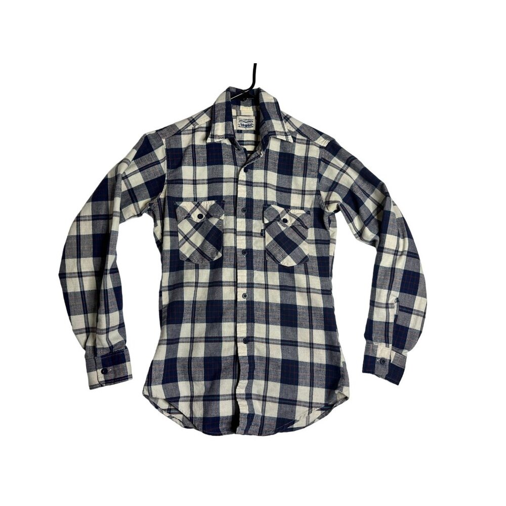 Levi Strauss L/S Blue Plaid Flannel Shirt Mens Small